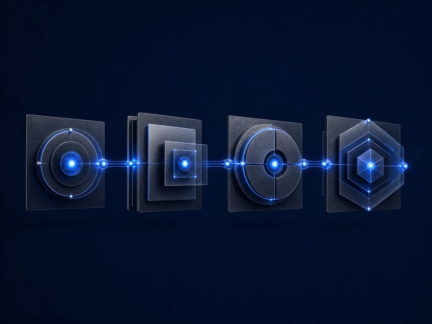 Abstract connected blue modules representing a local service page information workflow